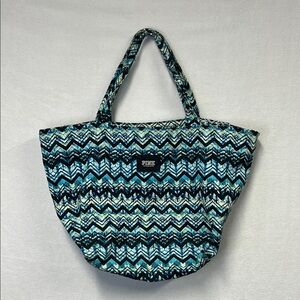 Victoria’s Secret PINK Blue White Stripes Oversized Canvas Bag Tote